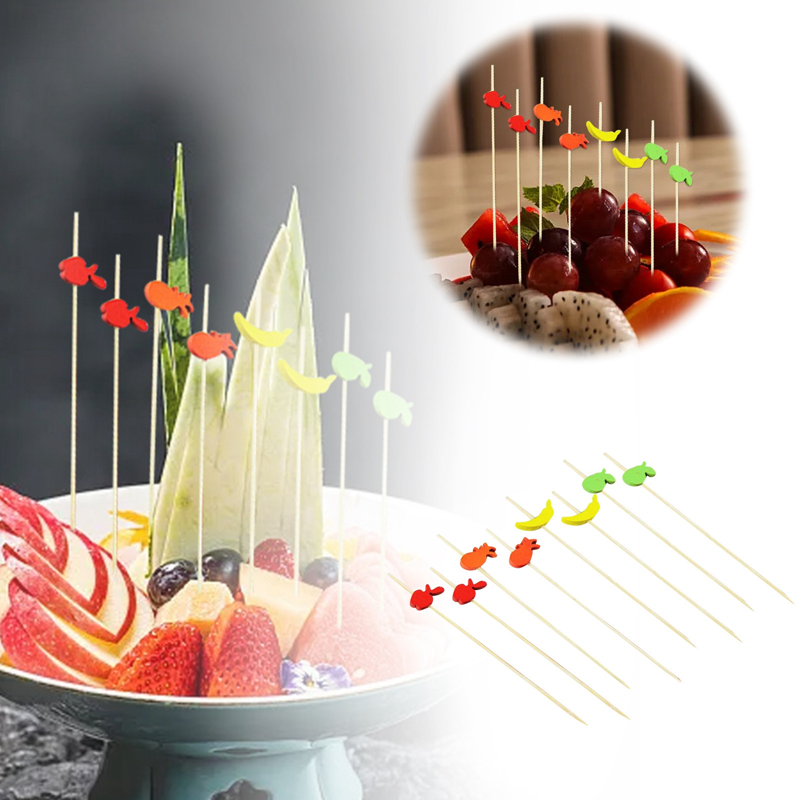thumbnail image 2 of Palillos de cóctel para el Año Nuevo Chino - 100PCS/Palillos de madera, fruta/carne, para fiestas/celebraciones, 2 of 2